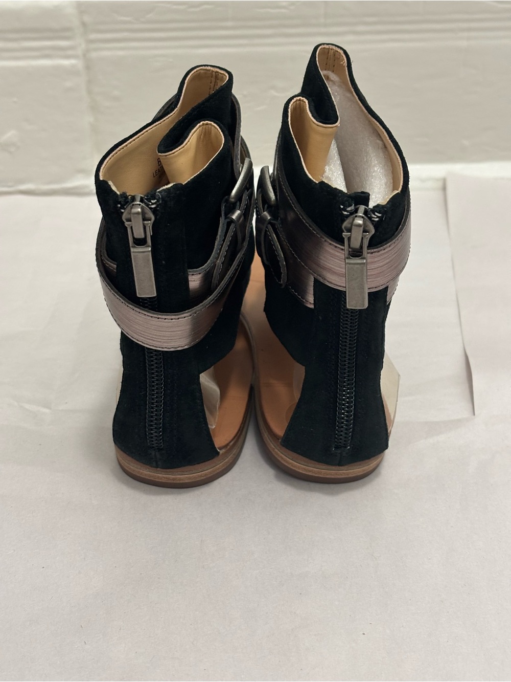 Boutique 9 Women's Black Suede Metallic Wrap Sandals - Picture 4 of 13